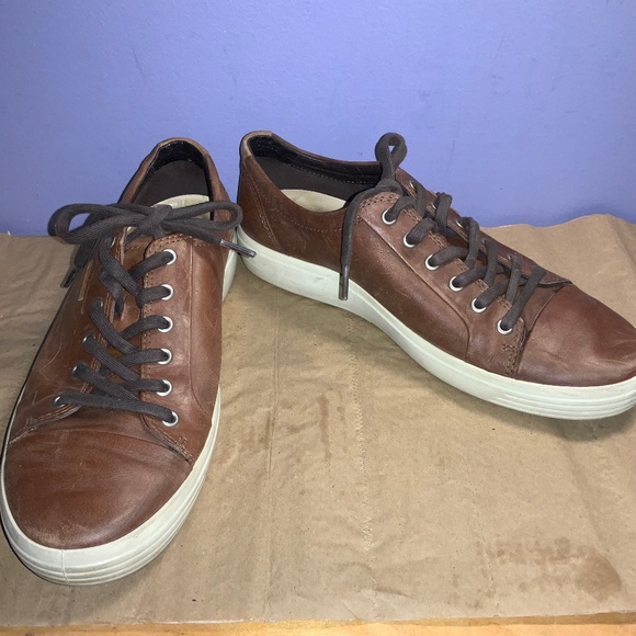Ecco Soft 7 brown Leather sneakers Sz 9 - Picture 1 of 7